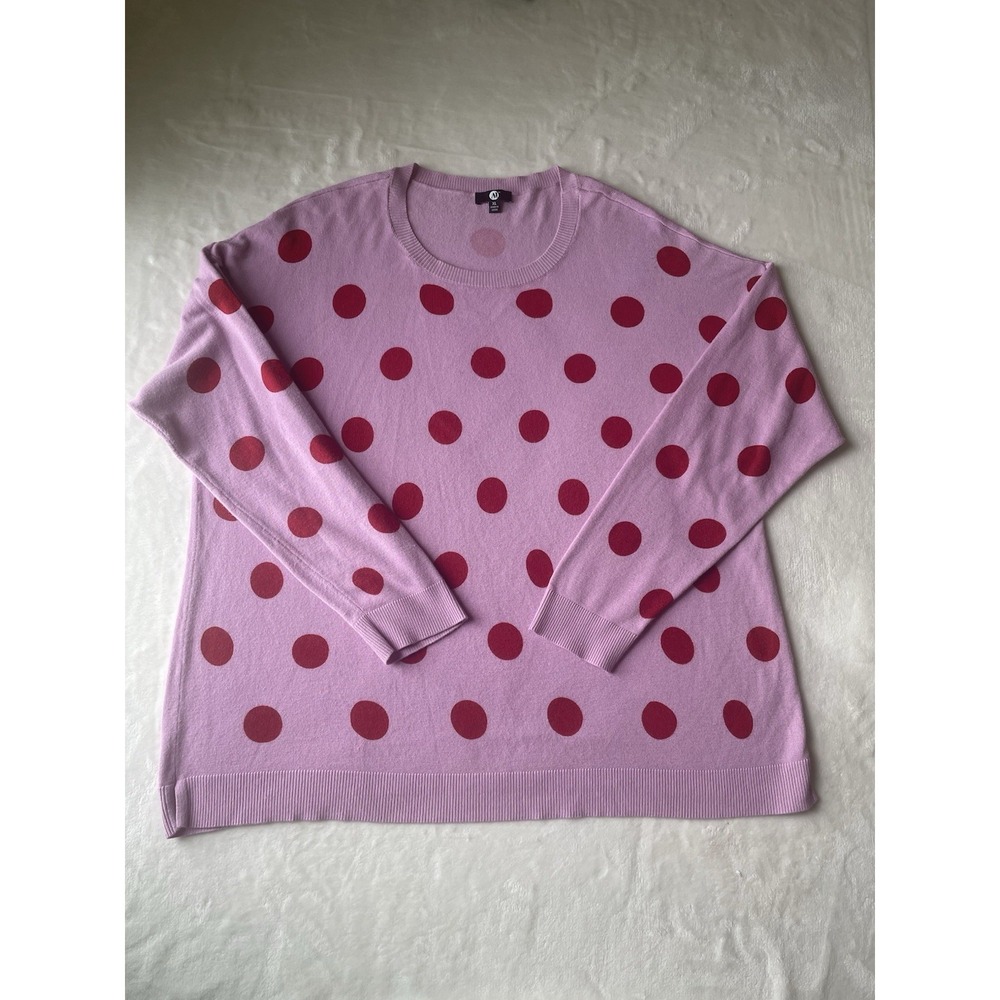 A & I Red Polka Dot Pink Sweater Women's Size XL Rayon Nylon